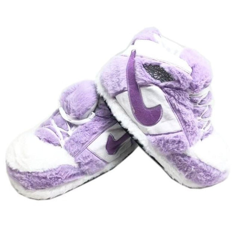 Lilac Plush Check Sneakers – Comfy Air Sneakers